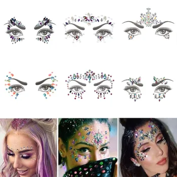 

1PC New Glitter Jewels Tattoo Sticker Face Body Gems Gypsy Festival Adornment Party Beauty Makeup 3D Face Crystal Stickers