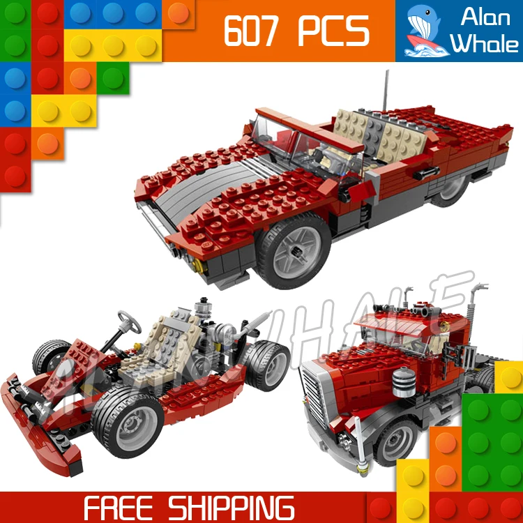 

607pcs 3in1 Creator Series 24023 Big Rig Convertible Go-cart Building Blocks Deformation Truck Bricks Toys Compatible With Lego