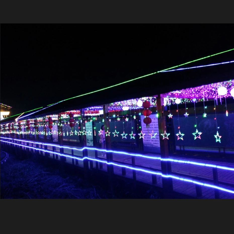 Yingtouman romántico 2.5 m 138led hadas guirnalda Navidad cortina al aire libre partido decorativo UE plug cortina luces