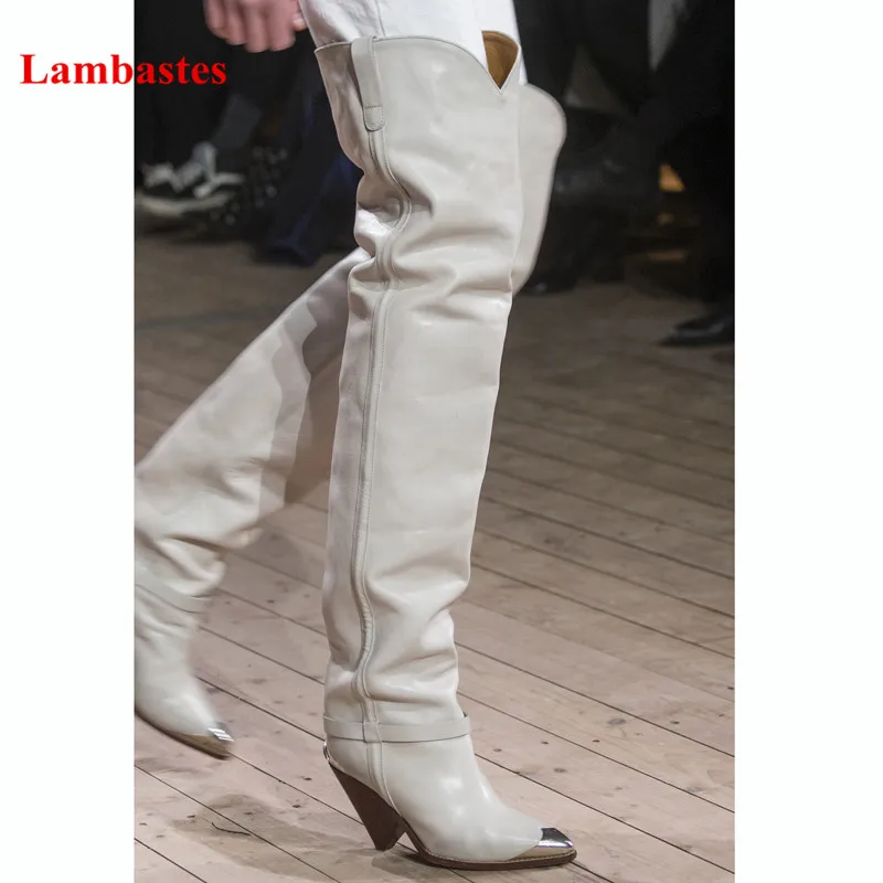 

Ankle High Botas Mujer Genuine Leather Metal Decoration Pointed Toe Spike Heel Women Boots Buckle Strap Slip On Runway Boots