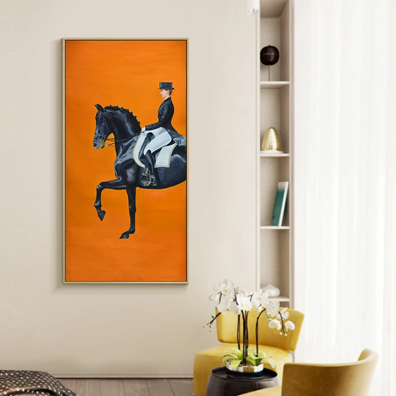 Классические Современные оранжевые скачки на холсте Печать постер классная настенная художественная Настенная картина для прихожей большой размер домашний декор