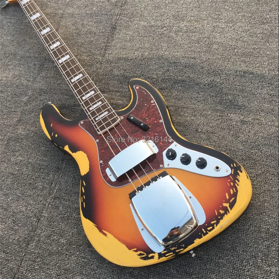 Antiques, do old four string jazz bass. Real photos, factory wholesale, fade, handmade, relics 4 string bass