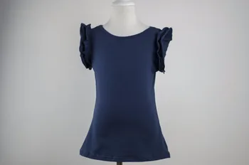 

Hot Summer Clothing flutter Plain Kids Tops little girls stylish tee top baby girl clothes cotton infant kids shirts