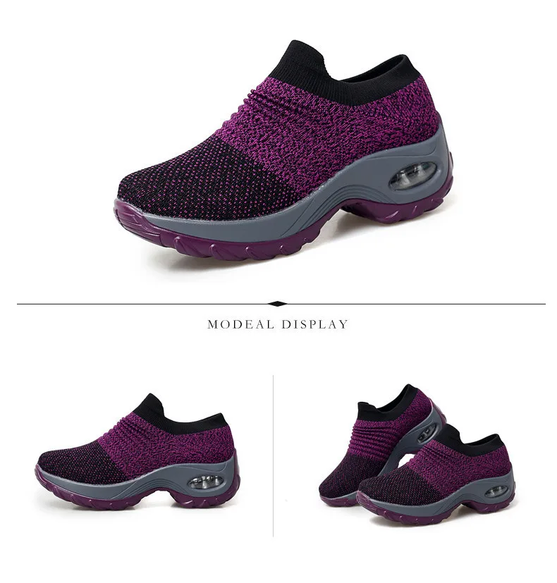 Spring Sneakers Women Flats Shoes Breathable Mesh Casual Platform Shoes Woman Creepers Comfortable Black Sock Shoes (5)