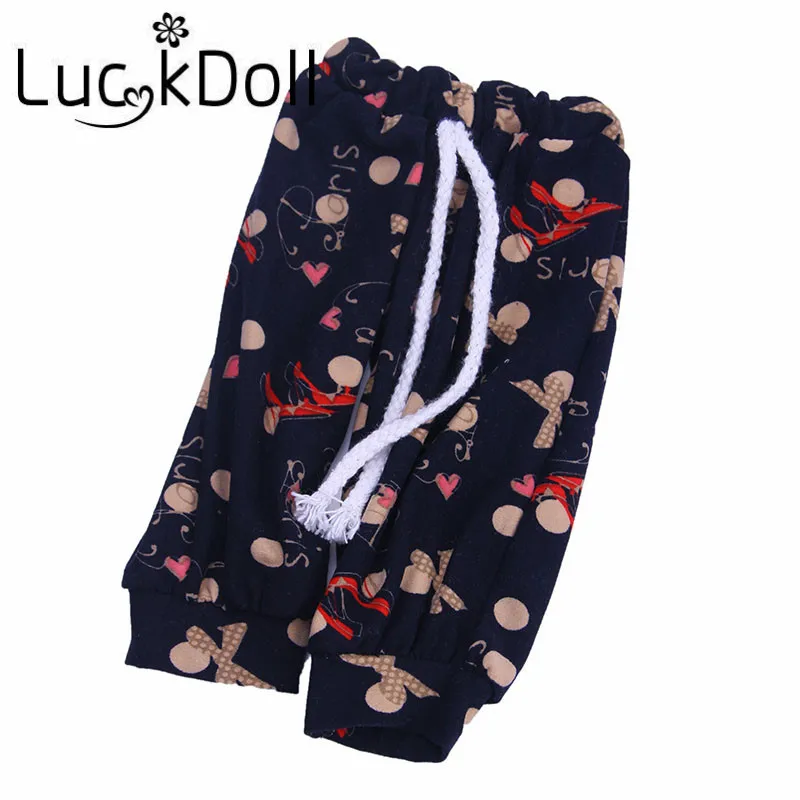 LUCKDOLL печатных леггинсы с поясом подходит 18 дюймов Американский 43 см Кукла одежда аксессуары, игрушки для девочек, поколение, подарок