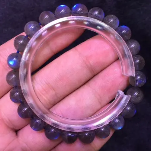 

Free shipping 10mm Natural Burma Moonstone Rainrow Blue Light Round Beads Bracelet AAAA