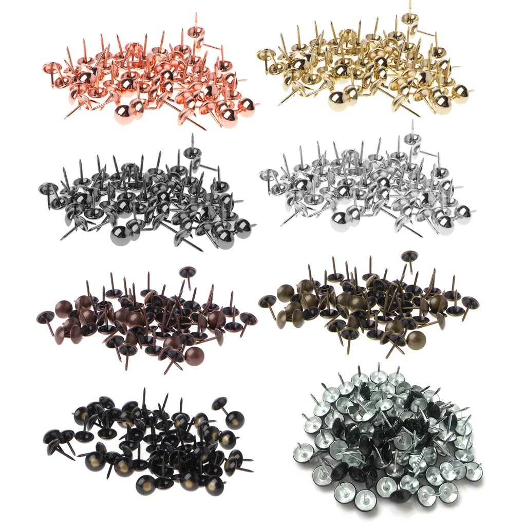 

100pcs Antique Brass Upholstery Nails Furniture Tacks Pushpins Hardware Decor