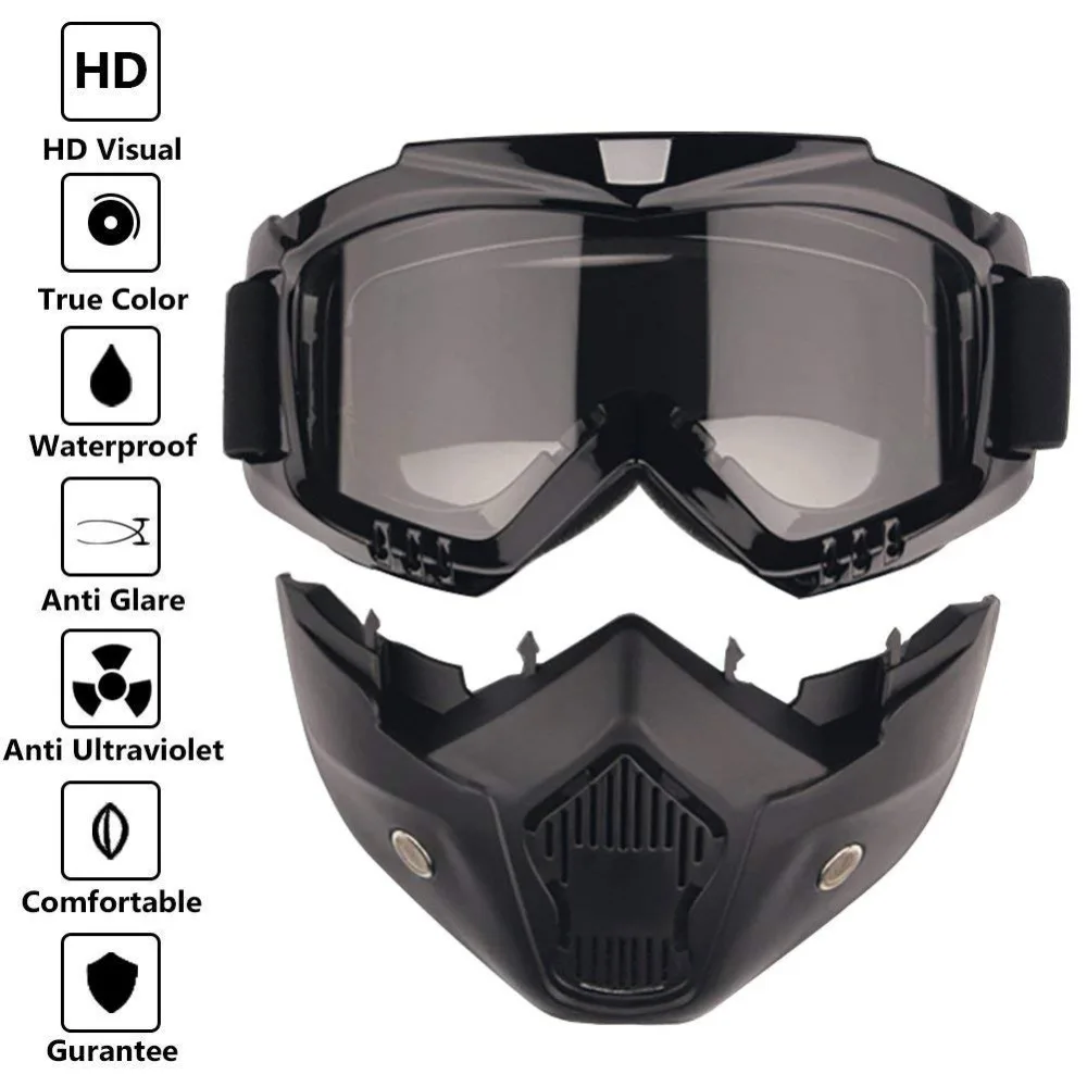 Защитные очки маска ветрозащитный пыле УФ-защиты очки маска Съемная мотоцикл тактические очки маски