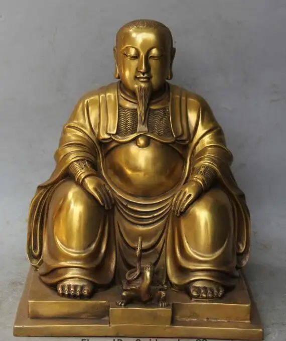 

S01018 10"Chinese pure Bronze Dragon Wudang Mountain Xuan Wu God Taoism ancestor Statue B0403