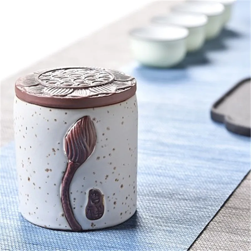 

Tea Pot Ceramic Pu'er Sealed Storage Tank Portable Travel Tea Warehouse Tea Packing Box 4 Kinds Of Lovely Jars In Chinese Style