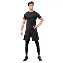 Для мужчин сжатия Баскетбол тренажерный зал узкие леггинсы Фитнес профессиональная спортивная работает колготки спортивные длинные штаны