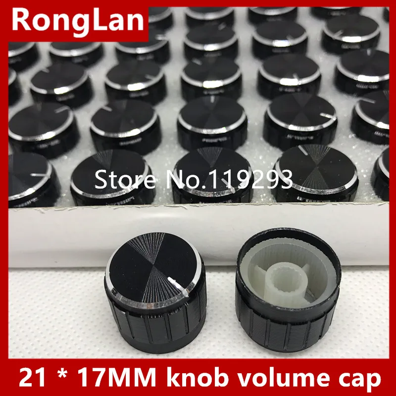 21x17MM High-grade workmanship aluminum black white side tangent spend shaft hole 21 * 17MM potentiometer knob volume cap--100P 1 pcs 25x13mm 6mm shaft hole aluminum alloy potentiometer knob gold d axis