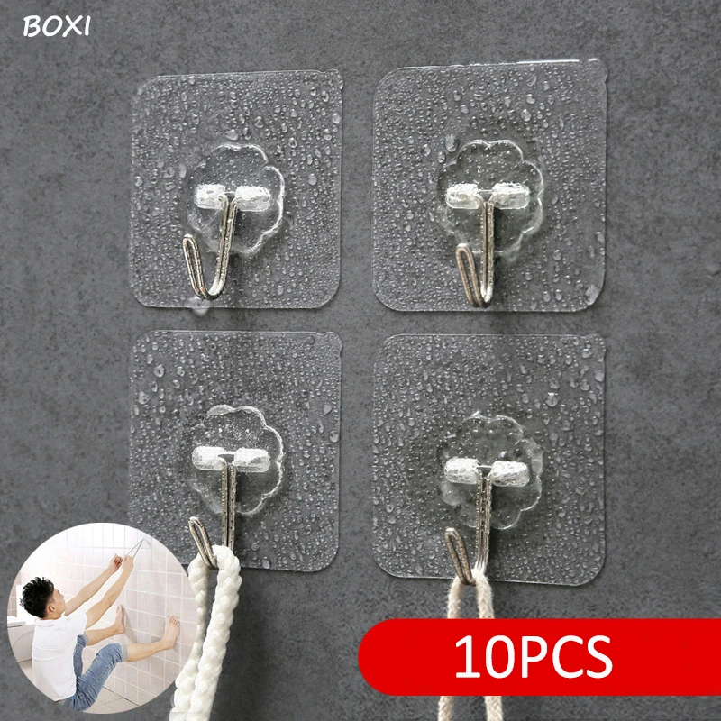 5//10 pcs Hanger Strong Transparent Hooks Suction Cup Sucker Wall Storage Holder