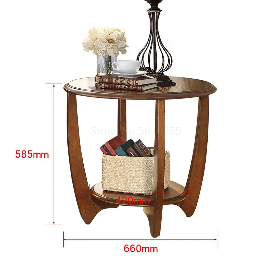 Американский диван боковой твердой древесины угловой балкон маленький круглый стол круглый кофейный столик свет роскошный спальня простой боковой стол - Color: VIP 2