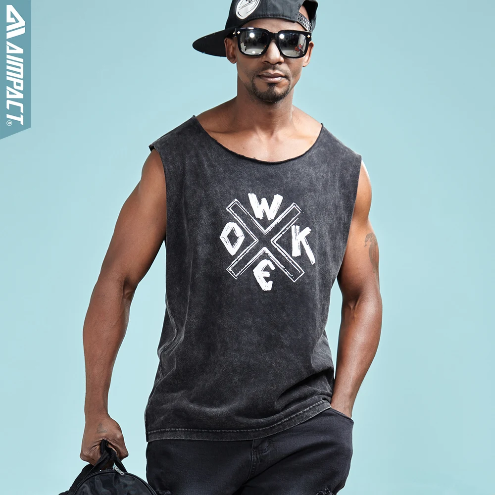 

Aimpact Cotton Tank Tops for Men Vintage High Quality Fashion Sleeveless Shirts Brand Clothing Male Hip Hop Streetwear AM1032