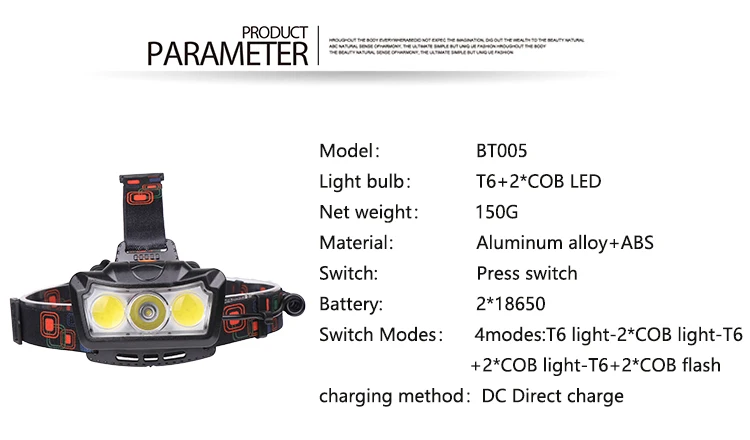 Мощный светодиодный T6 COB налобный фонарь мощный яркий водонепроницаемый Головной фонарь Регулируемый налобный фонарь с перезаряжаемой батареей 18650
