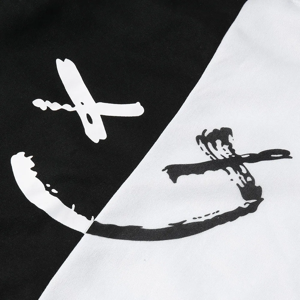 شحن النعامة جديد في خليط البلوز الكورية إلكتروني الطباعة هوديس سوياتشيرتس الوجه المبتسم الأزياء طباعة البلوز