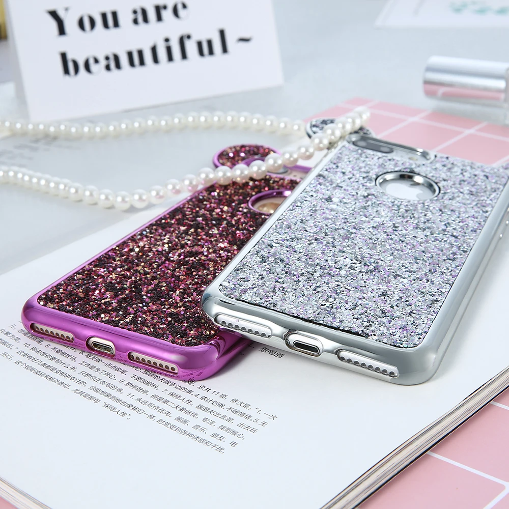 Kisscase Украшение Чехол для iPhone 7 6 plus чехол Блестящий силиконовый 5S SE 5 мягкий TPU X
