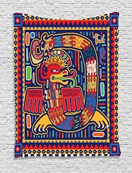 

Mexican Tapestry Aztec Culture Pattern Ethnic Colorful Mythology Artwork Ancient Snake Wall Hanging for Bedroom Living Room Dorm