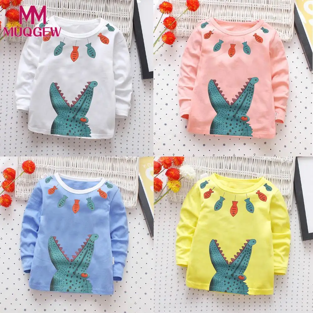 

MUQGEW Newborn Clothes Winter Toddler Kid Girls Boys Clothes Crocodile Print Long Sleeves T-shirt Top Baby Clothing camisetas