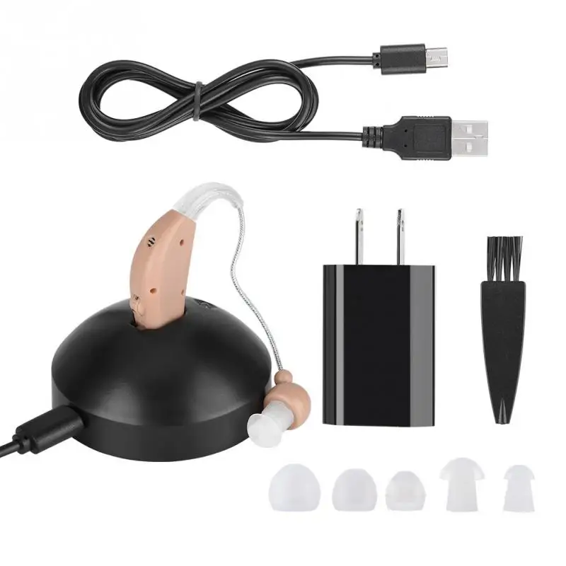 Rechargeable Hearing Aid Sound Amplifier with Charging Dock for Elderly