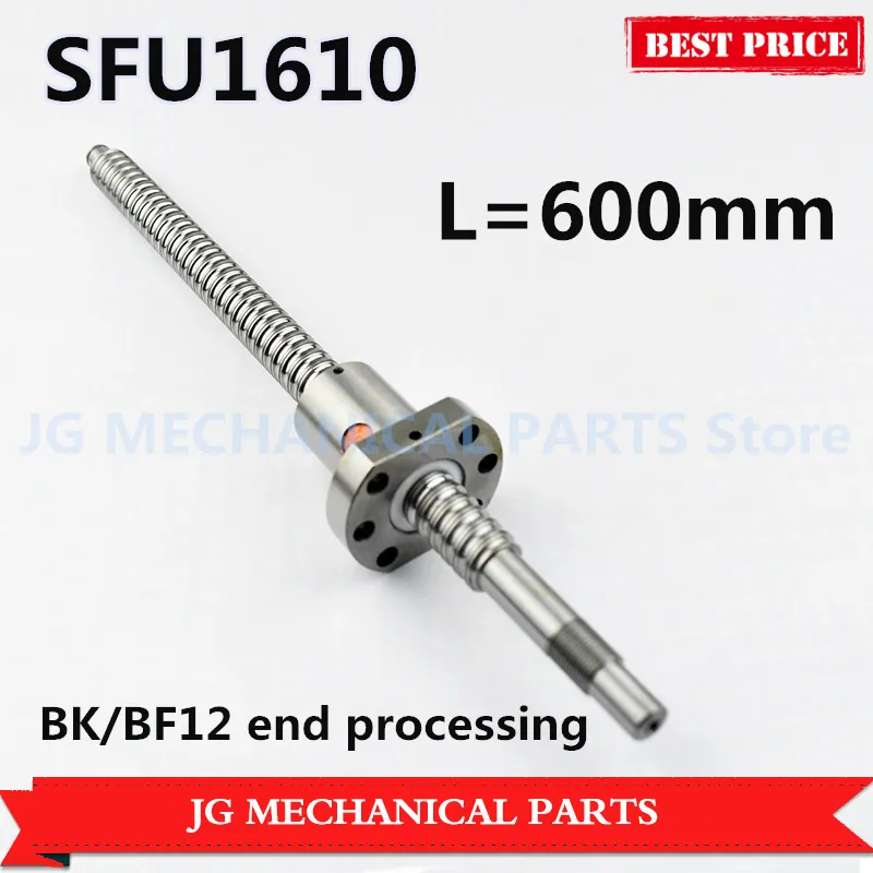 

16mm SFU1610 L=600mm C7 Rolled Ballscrew+SFU1610 single ballnut with BK/BF12 end processing for CNC parts