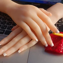 Новинка 1 пара Женские реалистичные силиконовые реалистичные мягкие манекен руки дисплей кольцо ювелирные изделия дизайн ногтей ручное обучение