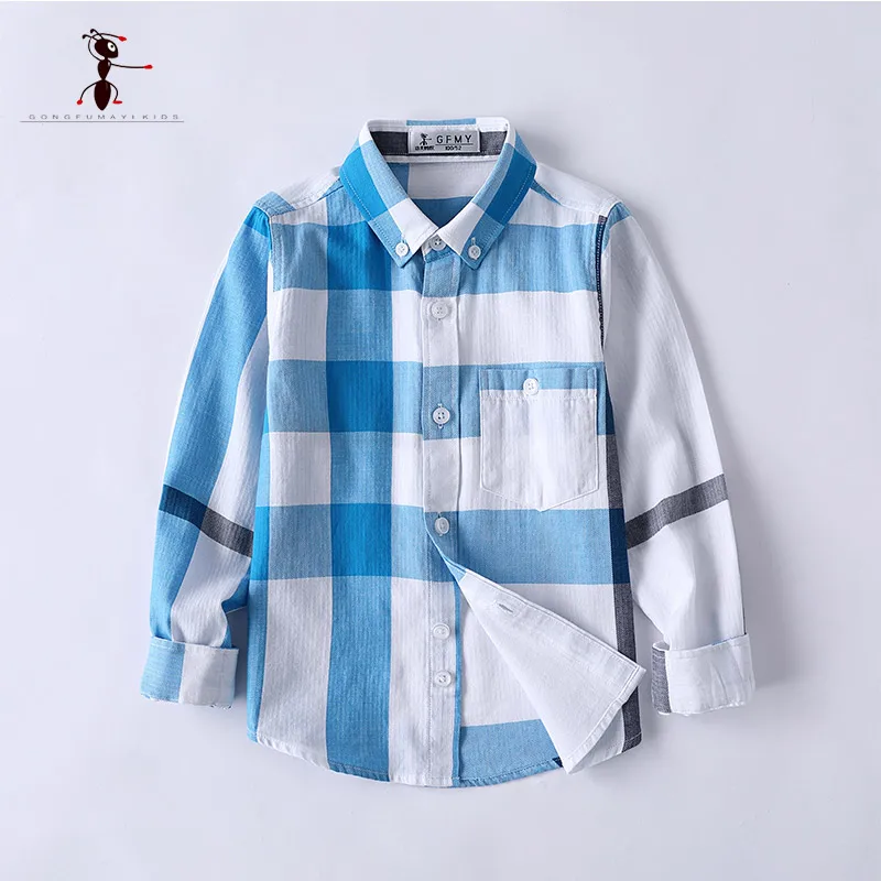 KungFu Ant 2018 Cotton Long Sleeve Turn-down Collar Yellow Plaid Children 3-10 Years Old Kids Boys Shirts 2349 KungFu Ant 2018 Cotton Long Sleeve Turn-down Collar Yellow Plaid Children 3-10 Years Old Kids Boys Shirts 2349