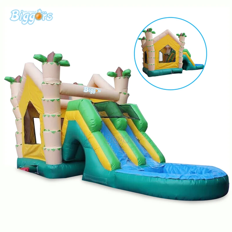 PVC Commercial Inflatable Water Pool Slide Inflatable Double Slide Pool With Air Blower And Repair Kit