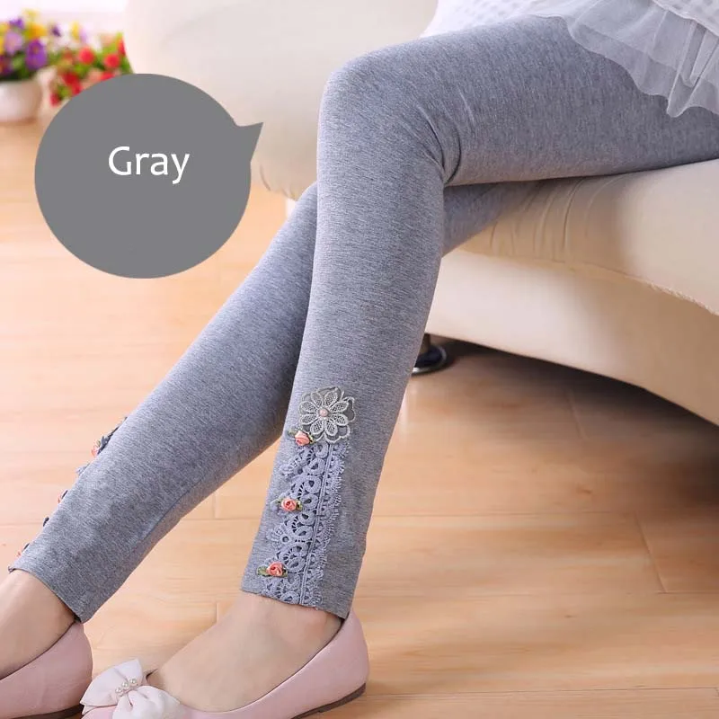 Gray Г. Зимние леггинсы для девочек; осенние детские штаны для маленьких девочек; однотонные леггинсы для девочек с цветочным рисунком; хлопковые брюки; Штаны для танцев - Цвет: Gray