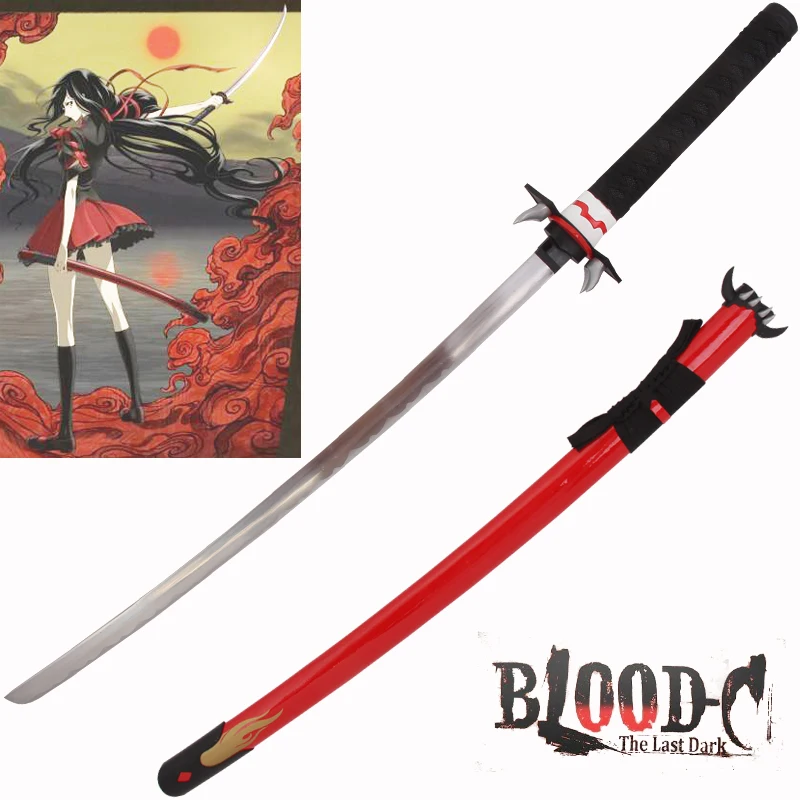 

Free Shipping For Blood-C The Last Dark Theme Anime Sword Katana Real Steel with Red Scabbard Cosplay Decorative Supply No Sharp