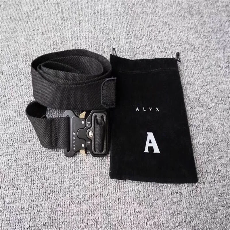 ALYX Belt 128cm Seat Belt Men Roller Coaster Black Metal Button Canvas