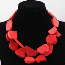 Charming Red Stone Necklace 2 Layers Chunky Bib Stone Stone Party Necklace Jewelry Gift Free Shipping TN149