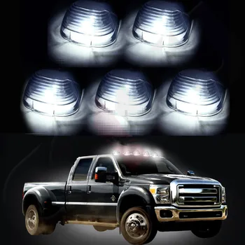

CYAN SOIL BAY 5 Smoke Roof Running Lights Cab Marker Cover+Xenon White T10 LED Bulbs for Ford