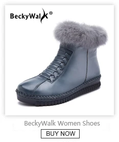 BeckyWalk/зимняя женская обувь из натуральной кожи; ботильоны больших размеров; женские ботиночки с круглым носком; женские короткие зимние ботинки; WSH3067