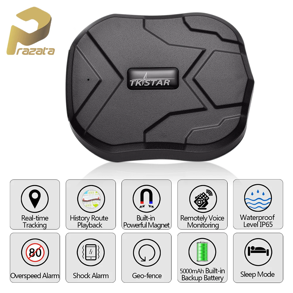 Prazata Car GPS Tracker GSM Waterproof IP65 5000mAh Truck GPS Locator Car TKSTAR TK905 Powerful Magnet Lifetime Free APP Web