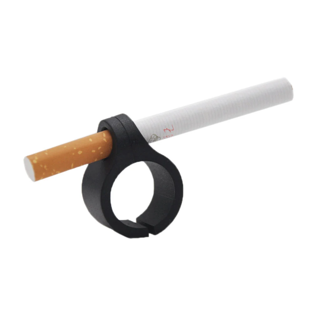 Дизайн, силиконовый держатель для сигарет с кольцом на палец, аксессуары для обычного курения, подарок - Цвет: Черный