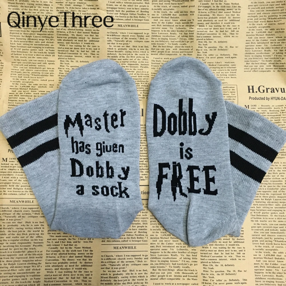 

New humor words printed socks Master Has Given Dobby A Socks Dobby Is FREE Cotton casual socks unisex Christmas socks