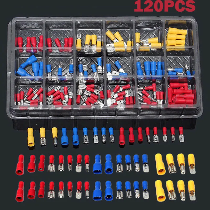

Electrical Assorted Insulated Wire Cable Terminal Crimp Connector Spade Set Kit HTQ99