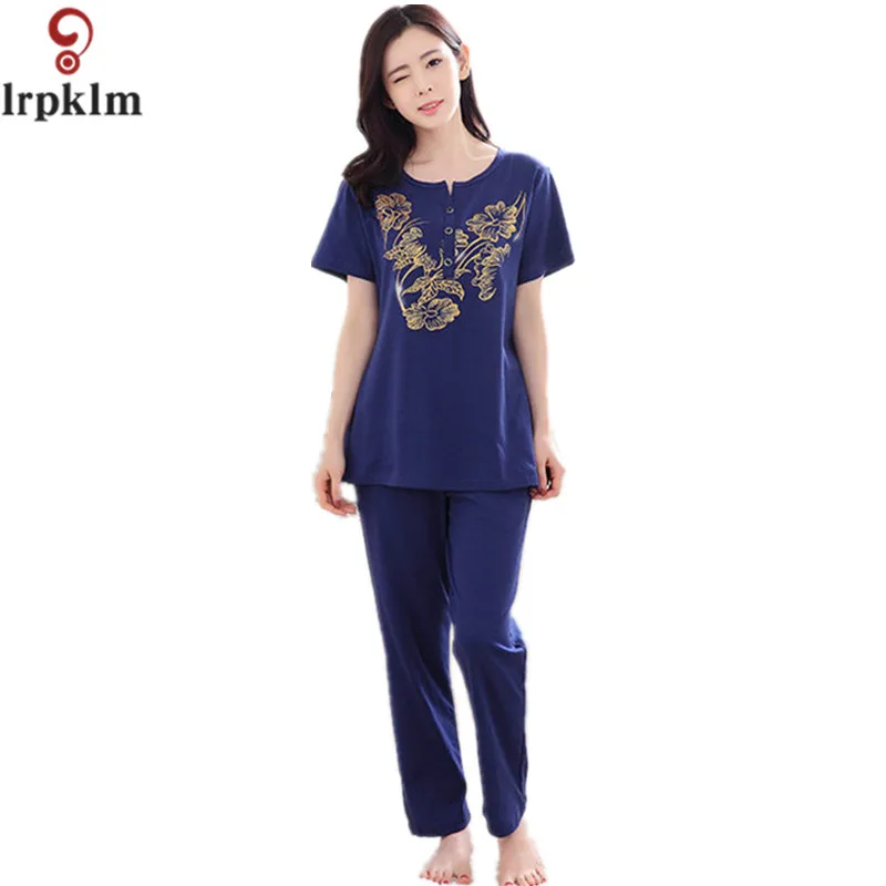 Womens Pajamas Summer Cotton Short Sleeve Pyjamas Pajamas For Girls