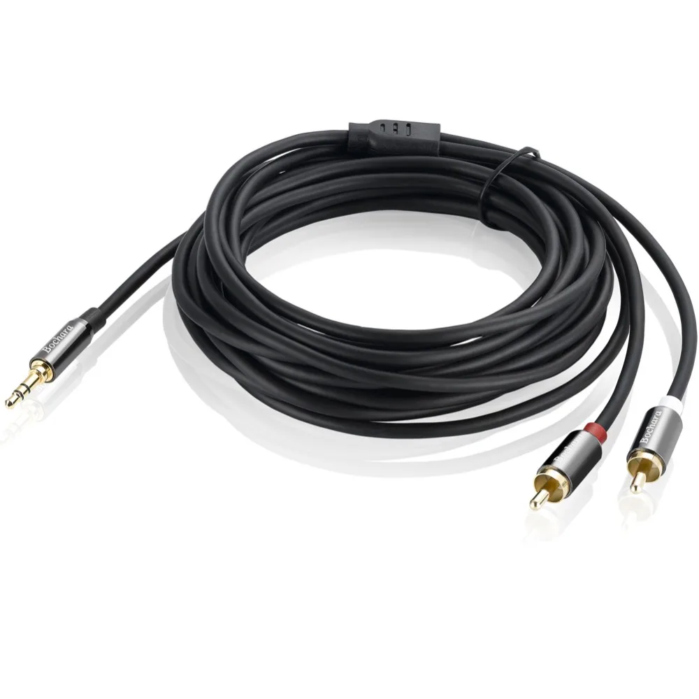 Bochara 3.5mm Stereo Jack Male to 2RCA Male Audio Cable Foil+Braided Shielded For Speakers Amplifier 1.8m 3m 5m 10m 15m 20m Bochara 3.5mm Stereo Jack Male to 2RCA Male Audio Cable Foil+Braided Shielded For Speakers Amplifier 1.8m 3m 5m 10m 15m 20m