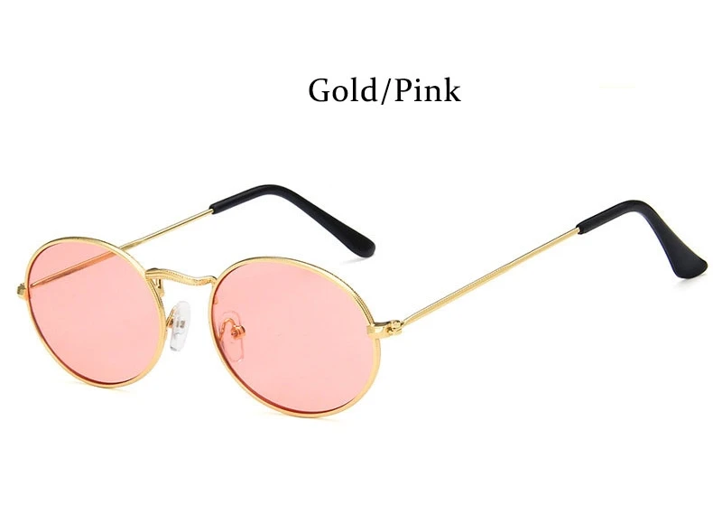 Красные круглые очки женские солнцезащитные очки овальные брендовые дизайнерские солнцезащитные очки для женщин винтажные женские солнцезащитные очки с металлической оправой - Цвет линз: Gold Pink