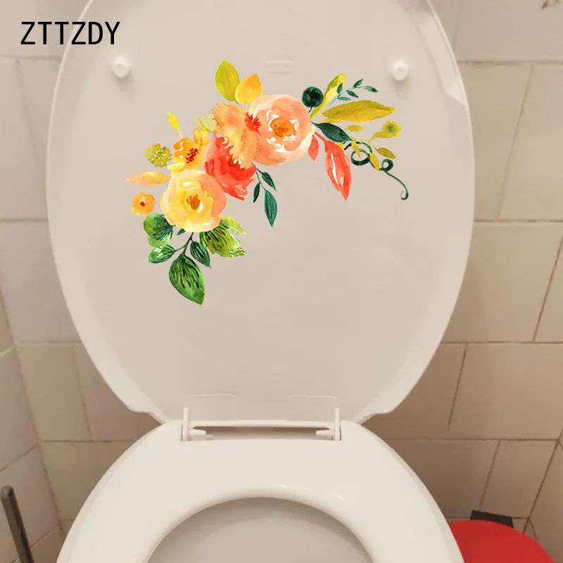 

ZTTZDY 22.2*16.2CM Beautiful Flower WC Decor Toilet Seat Stickers Bedroom Wall Decals T2-0291