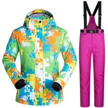 Открытый лыжный костюм Для женщин ветрозащитный Водонепроницаемый Термальность Сноуборд Снег Женский Лыжный спорт куртка и Брюки для девочек комплекты одежда для лыжников катание одежда