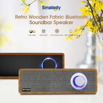 

Smalody Portable Wooden Retro Bluetooth Speaker Home Wireless Speaker Soundbar Sound Box Strong Bass Subwoofer for Smartphones