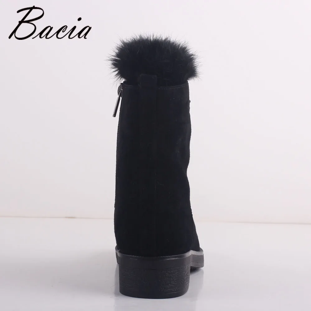 Bacia Wol Bont Warme Laarzen Zwarte Schapen Suède Laarzen Voor Vrouwen Enkel Hoge Met Platform Vierkante Hak Schoenen Pluche Size 35 41 MB017 in Bacia Wol ...