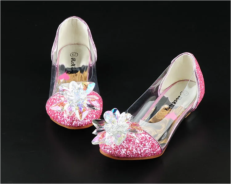 2019 весна новая девушка принцесса танцевальные Тонкие Туфли разноцветные блёстки детская обувь на высоком каблуке для маленьких девочек