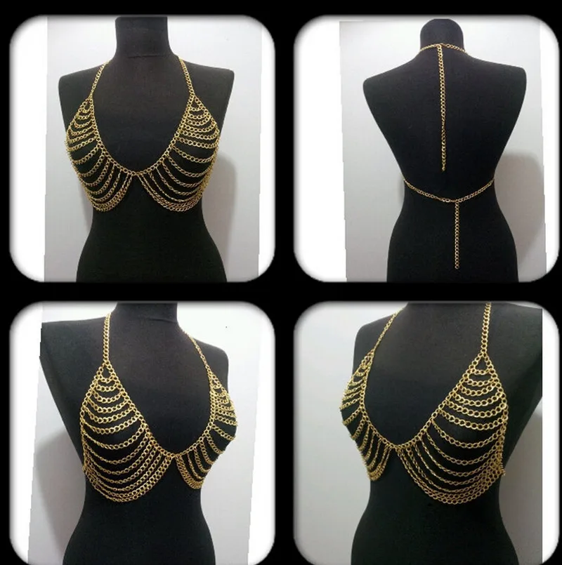 FREE SHIPPING New Style B614 Women Fashion Gold Colour Chains Sexy Body