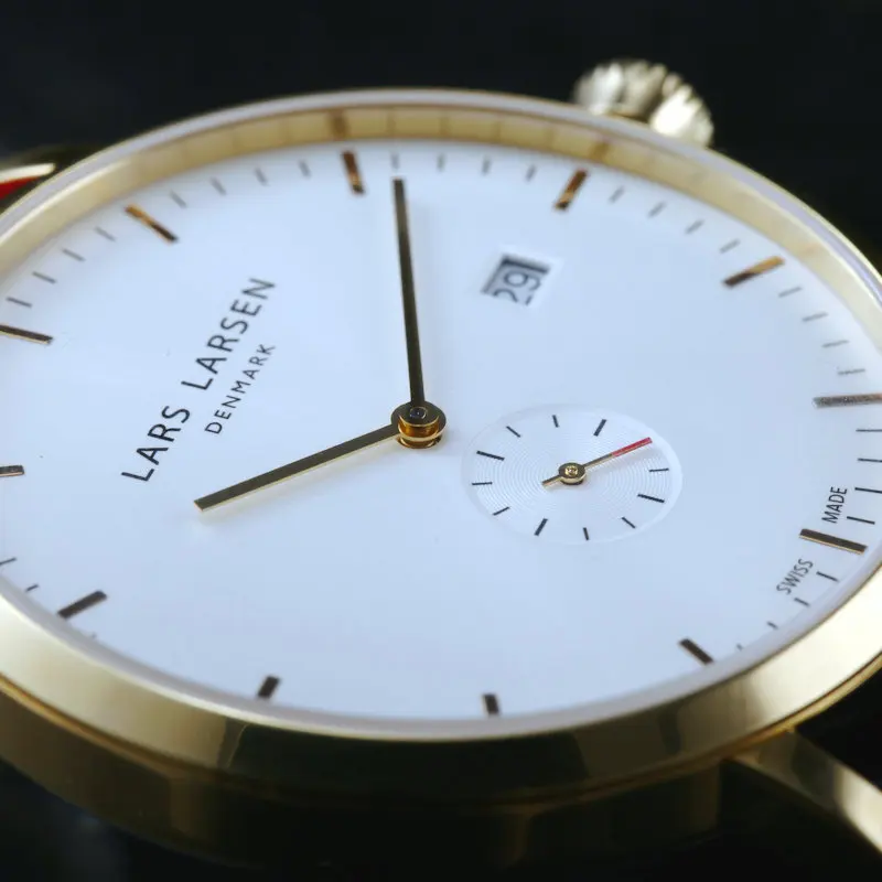 Модные мужские часы с датой Gold Case Швейцарский механизм Повседневная кварцевые
