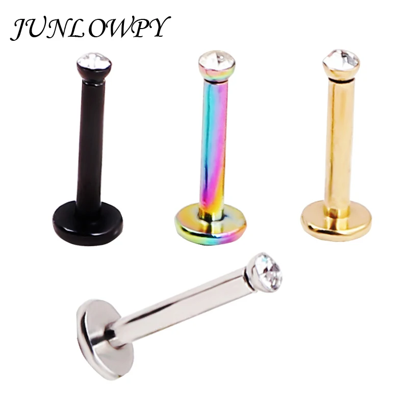 16G Clear Tragus Helix Bar 2mm Gem Stainless Steel Labret Lip Bar Rings